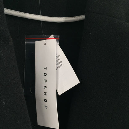 Topshop Longline Oversized Black Coat Pockets Snap Closure Womens Size 8 NEW