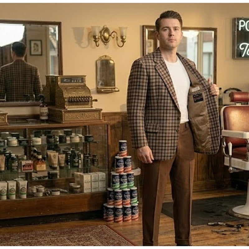 Vintage Bespoke Plaid Wool Blazer Sport Coat Brown Tan Red Checked Rockabilly