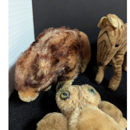 Steiff Vintage Plush Animal Collection Lot 6 Lion mouse zebra monkey owl bunny