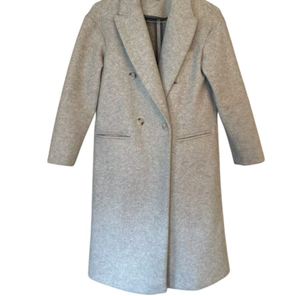 Topshop Brooke Double breasted Long Peacoat Marled Gray Coat Jacket NEW 12 Heavy