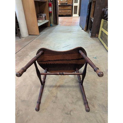 Secondhand Sandies: Antique 19thC Wood Spindle Chair | 20x11 Kidney Plank Accent Vanity Seat