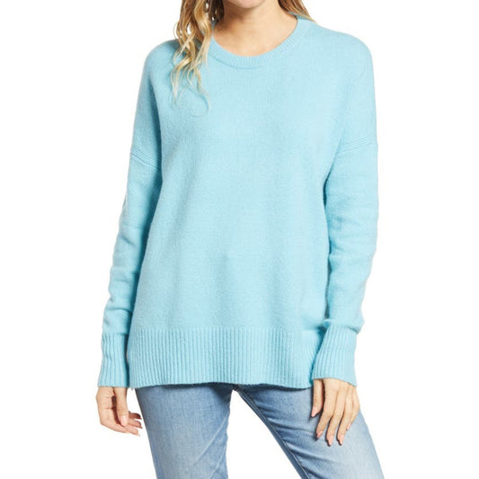 Treasure & Bond Cozy Crew Neck Sweater Ribbed Trim SMALL NEW Blue Milky NWT