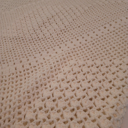 AMAZING handmade crochet blanket coverlet white geometric queen full bedspread