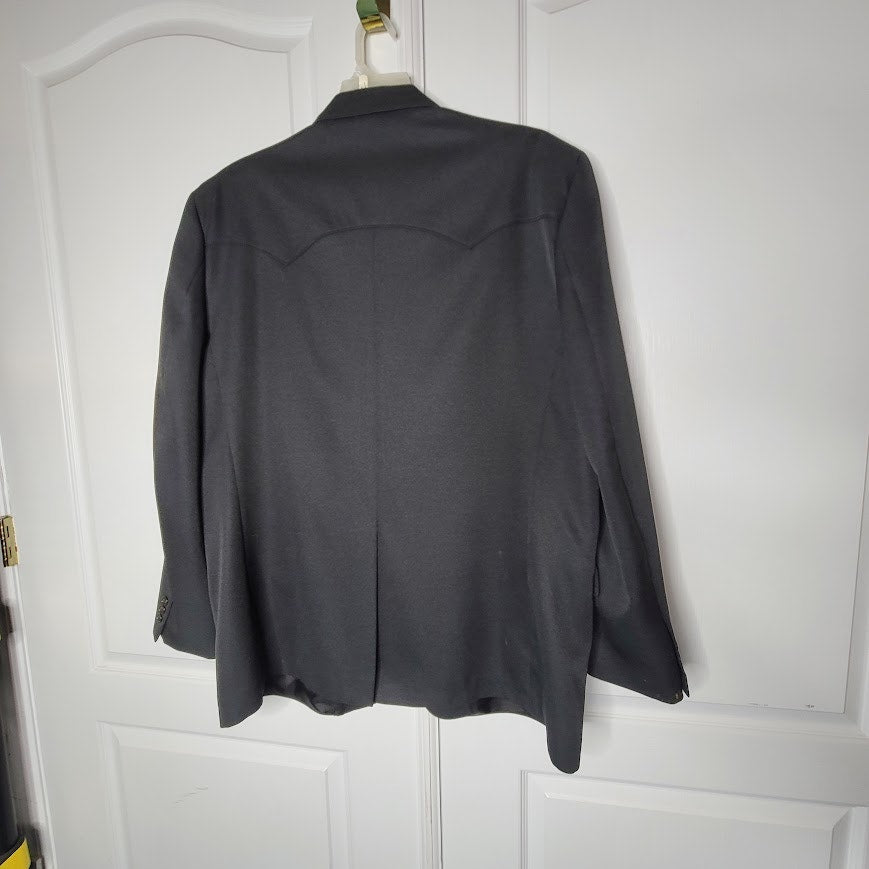 Circle S Black Western Cowboy Blazer Sport Coat with Pointed Yoke Details 52L