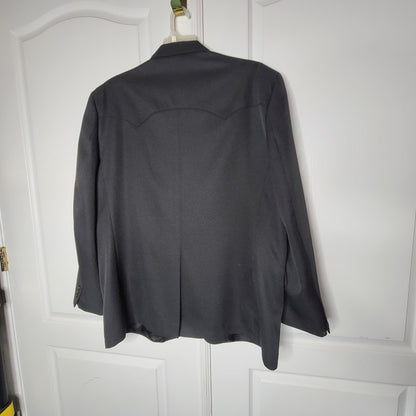 Circle S Black Western Cowboy Blazer Sport Coat with Pointed Yoke Details 52L