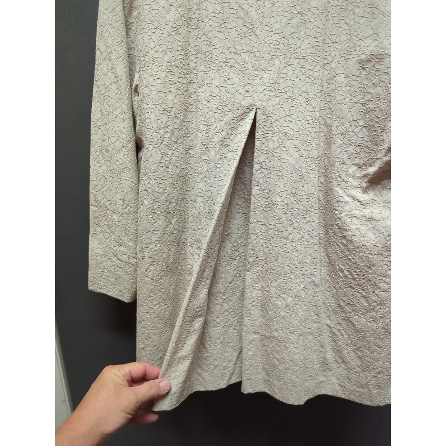 Eileen Fisher Champagne Evening Jacket Cardigan Size Medium Open Front Mandarin