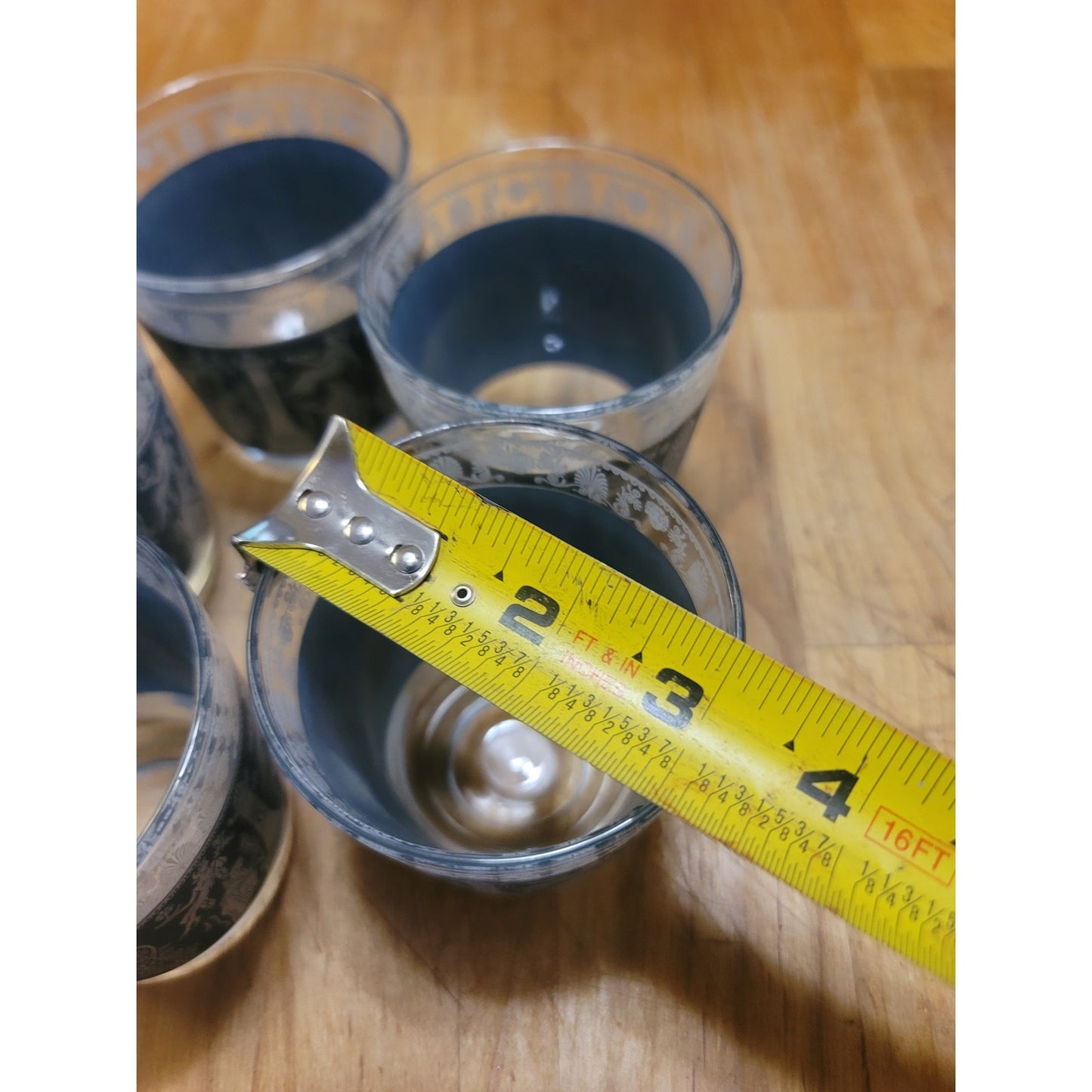 Vintage Jeannette Glass Hellenic Blue Jasperware Lowball Glasses - Set of 5