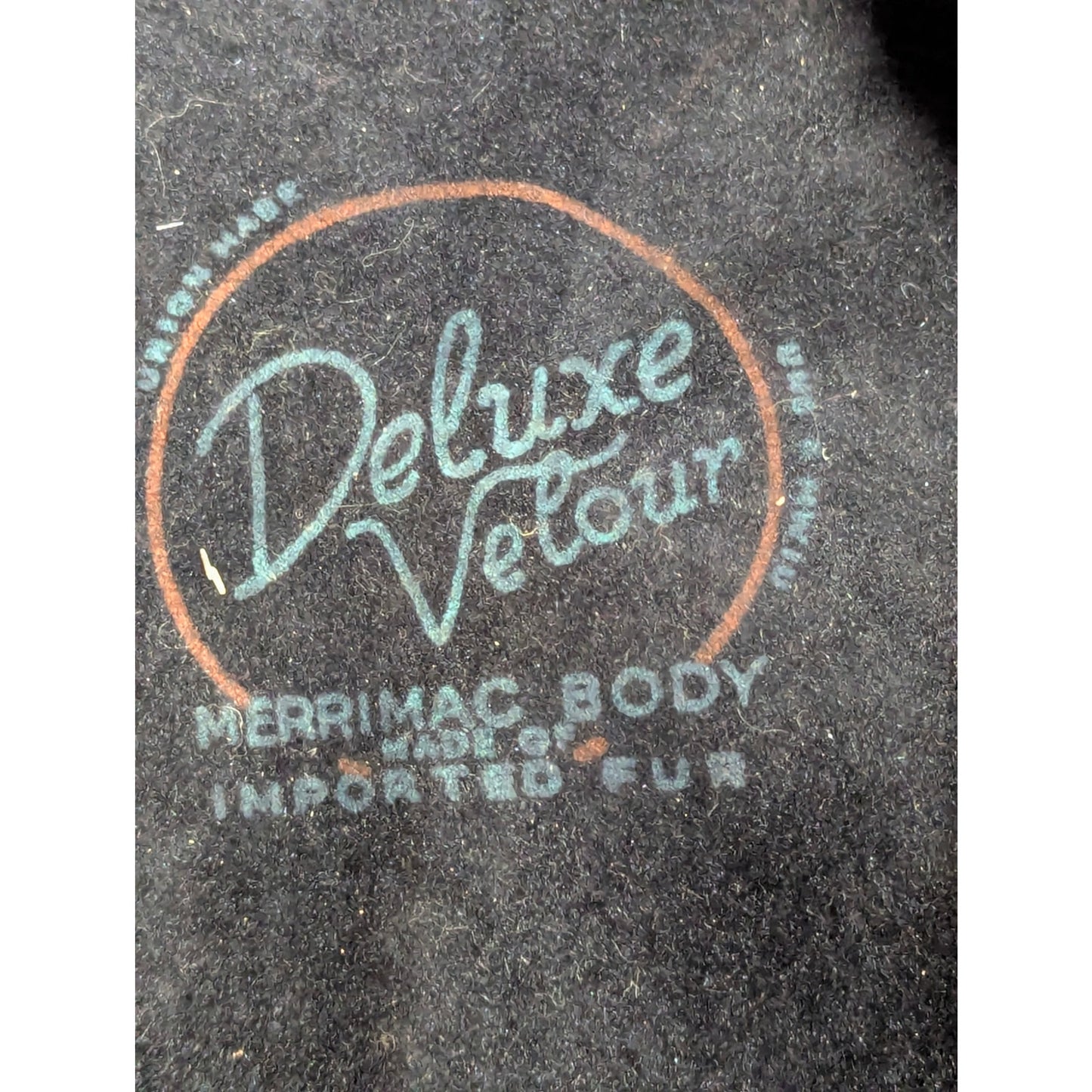 Vintage 50s Merrimac Deluxe Velour Fur Felt Beret Pillbox Hat Black Mod