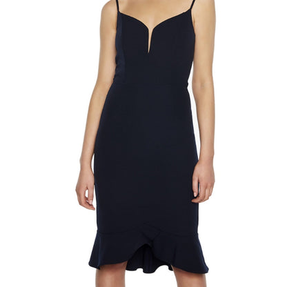 bardot kristen peplum dress black sleeveless sweetheart neck ruffle 6 / Small