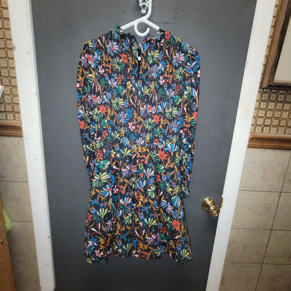 Boden Size 6 dress Ruched bodice Long Sleeve Lined multicolor floral