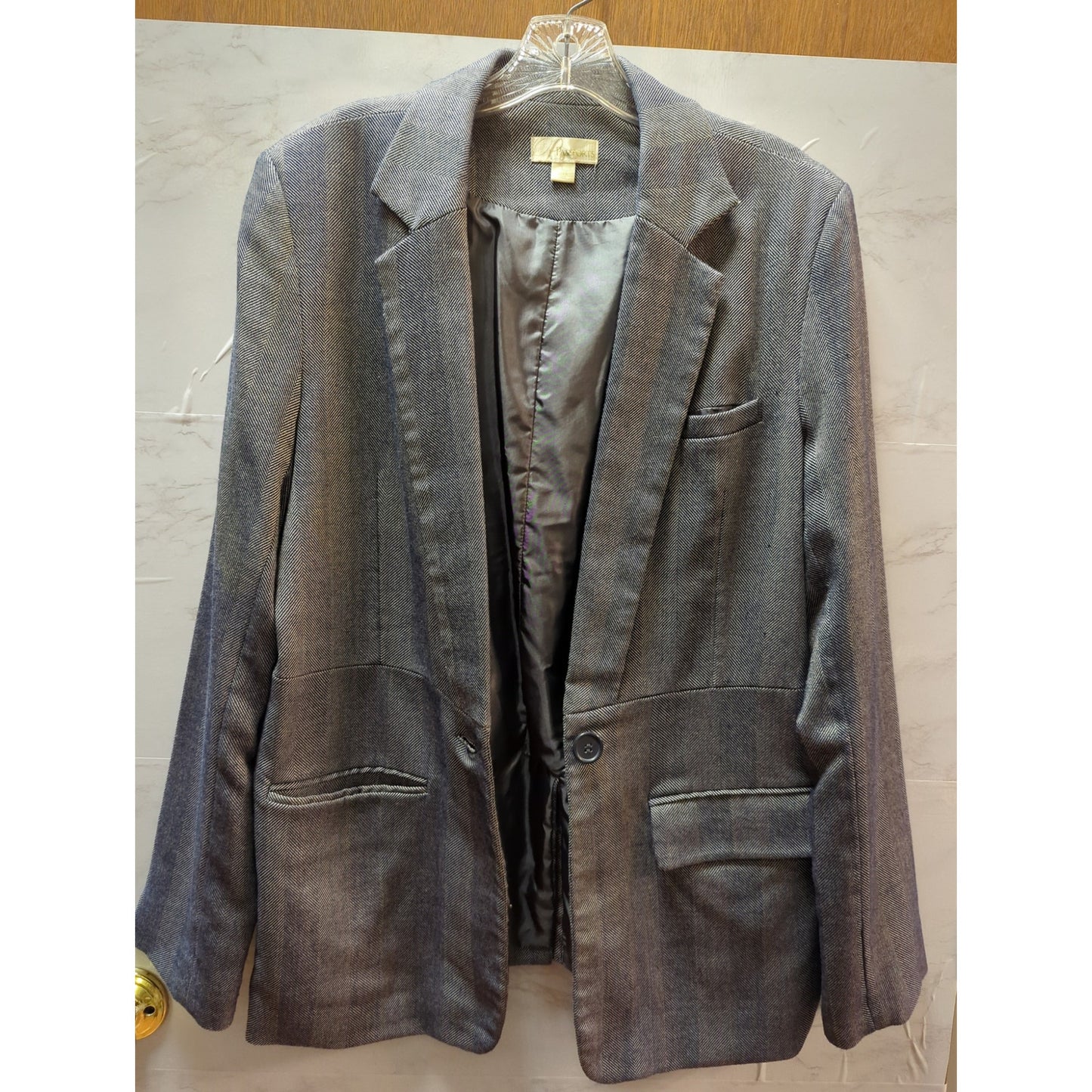 Passports Women's Grey Twill Blazer Large Classic Career Wear Pockets
