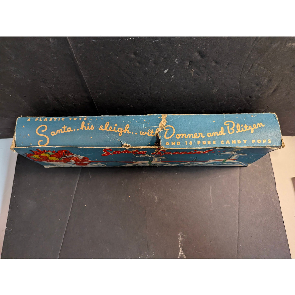 VTG 1950s E. ROSEN HARD PLASTIC SANTA SPECIAL REINDEER CANDY CONTAINER w BOX
