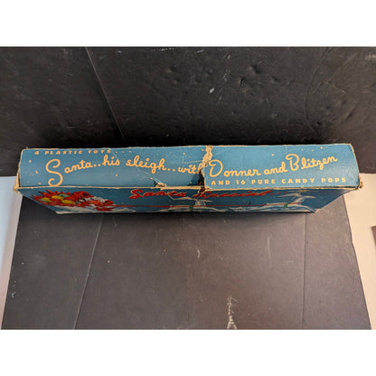 VTG 1950s E. ROSEN HARD PLASTIC SANTA SPECIAL REINDEER CANDY CONTAINER w BOX