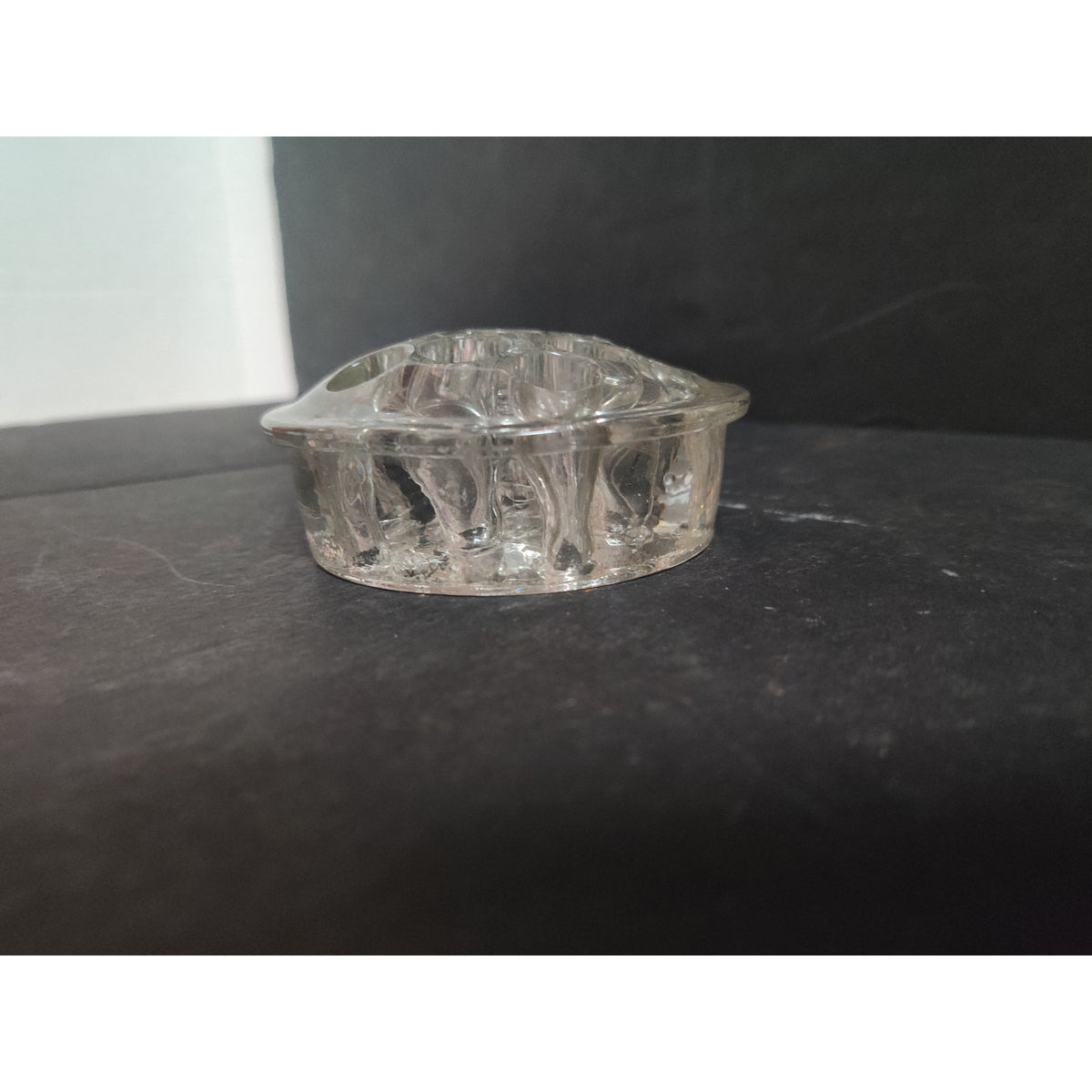 Vintage Clear Glass Flower Frog Floral Arranger Pin Holder Round