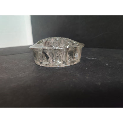 Vintage Clear Glass Flower Frog Floral Arranger Pin Holder Round