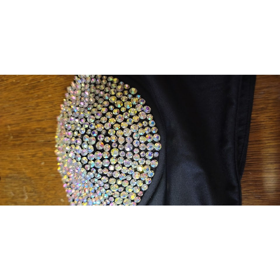 Black Rhinestones strapless Bustier Size XL Fashion Nova Rough Shine back zip