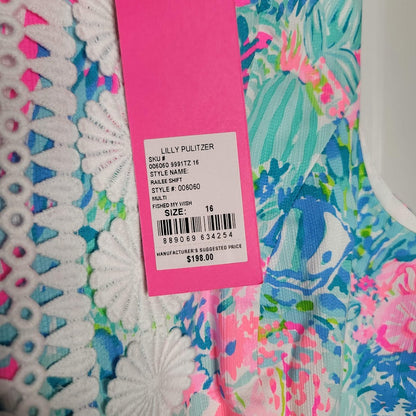 Lilly Pulitzer Size 16 NEW Railee Shift Multi Fished my Wish Blue Pink Dress