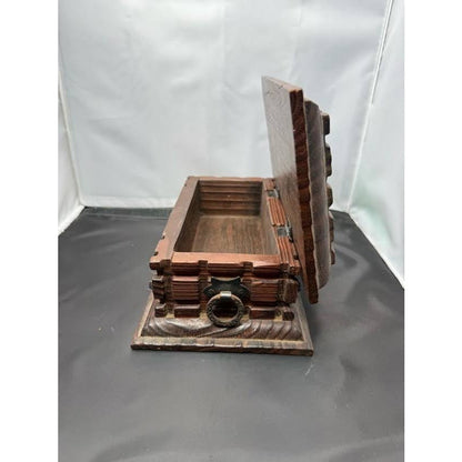 Vintage Wooden Jewelry Trinket Chest Box Keepsakes Stash Spain Rustic Carved