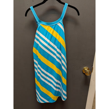 Lands End Size 12 Blue Yellow white bathing suit top tankini NEW