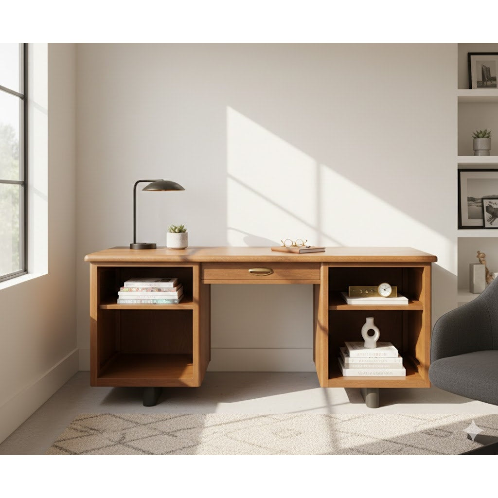 Secondhand Sandies: MCM 1960s solid wood Walnut Credenza Desk