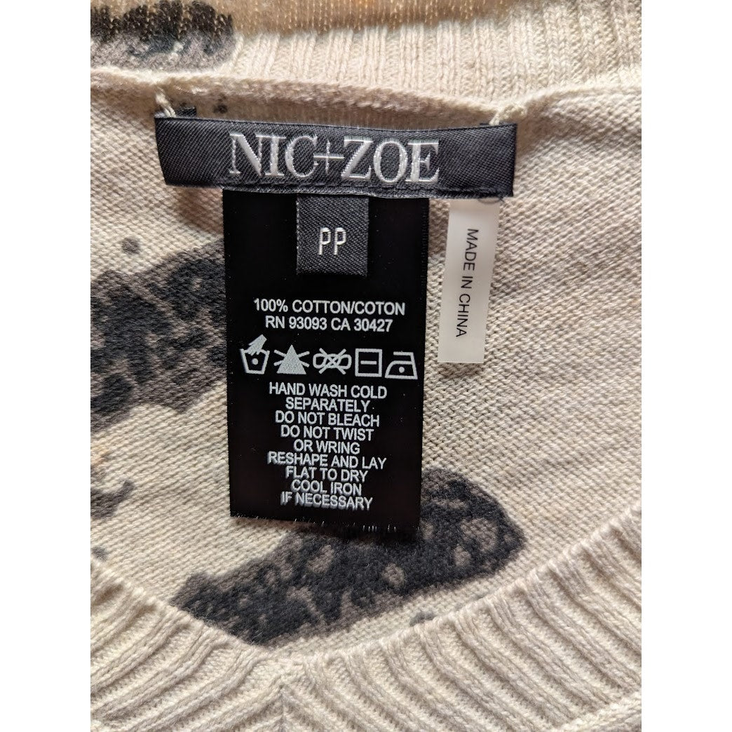 NWT $120 Nic+Zoe Foothill Womens Sweater VNeck Small Petite Cotton