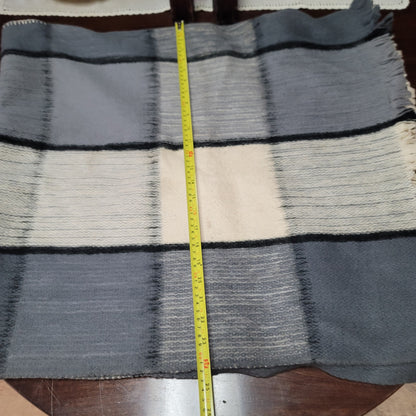 Vintage Wool poncho Serape Plaid Gray Cream Black One Size Wrap Cape