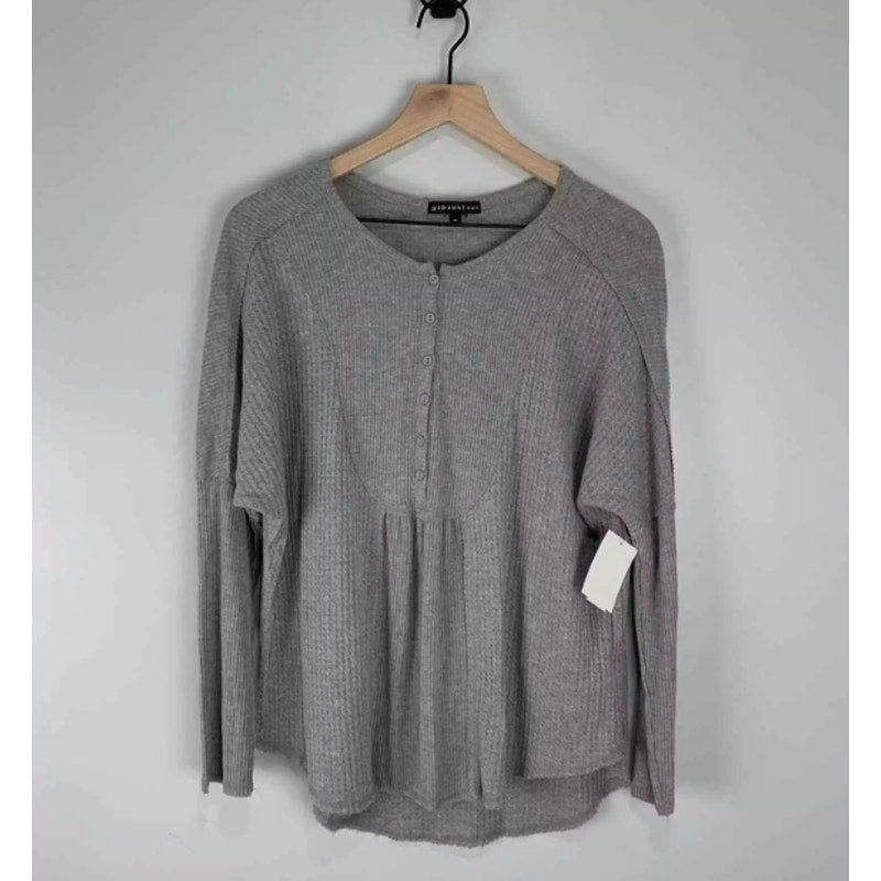 Gibsonlook High Low Heather Grey Long sleeve lightweight Top blouse Women Large