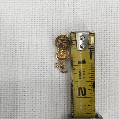 Cat and Mouse moving tail Pins Tie tacks Faux gold crystal and emerald chips