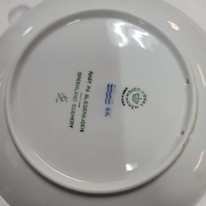 Royal Copenhagen 1978 Inuit Dog Sledding Greenland Plate Blue Collectors VINTAGE
