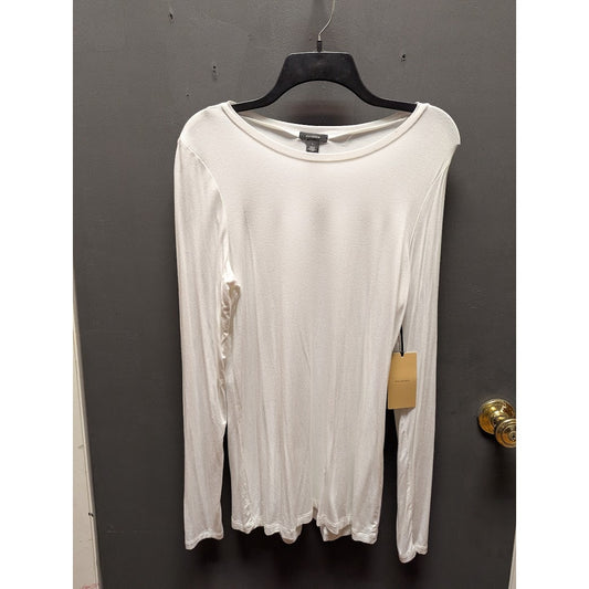 Halogen white long leeve top shirt size Large NEW scoop neck travel lightweight