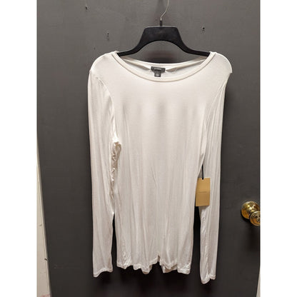 Halogen white long leeve top shirt size Large NEW scoop neck travel lightweight