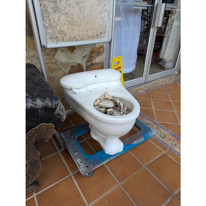 Antique Ceramic Deco Case Kidney 1 Piece Toilet White Porcelain Low Boy 53-25E