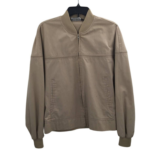 Barry Dolan 1970s Grandpa Old man Vintage Tan Full Zipper Golf Jacket Pockets