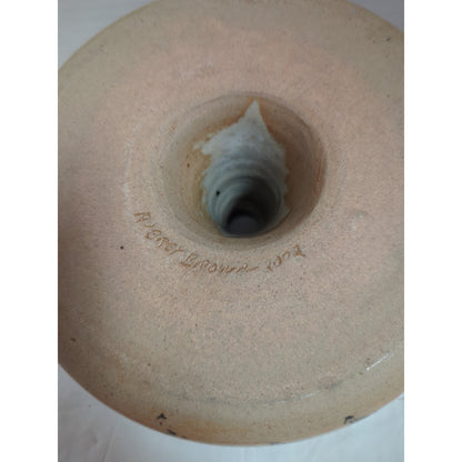 Vintage Hand Thrown Pottery Splatterware Bundt Pan Signed Aubrey Brown 2002 Blue