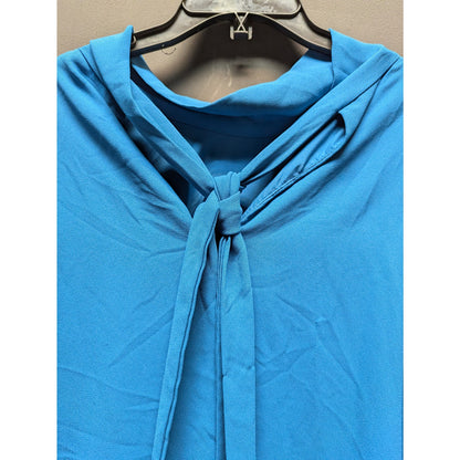 Halston Heritage Turquoise Blue Sleeveless Layered Tie-Neck Maxi Gown Dress 16