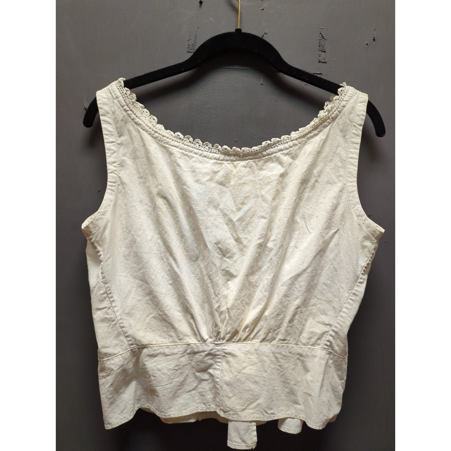 Edwardian Victorian cotton camisole corset cover liberty bodice lace trim front