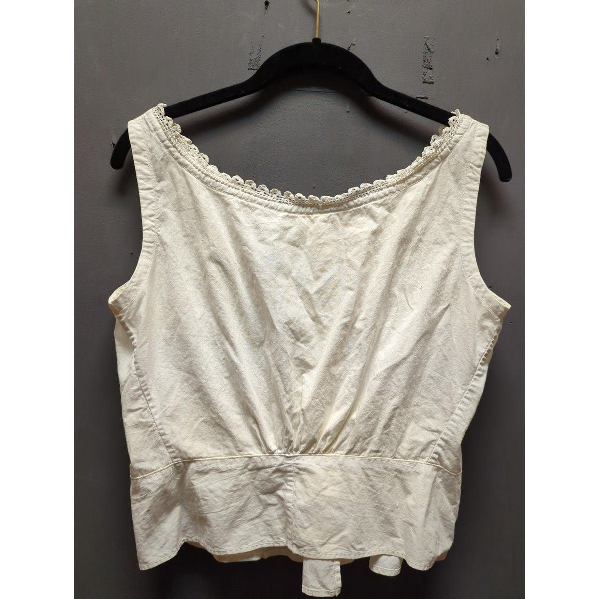 Edwardian Victorian cotton camisole corset cover liberty bodice lace trim front