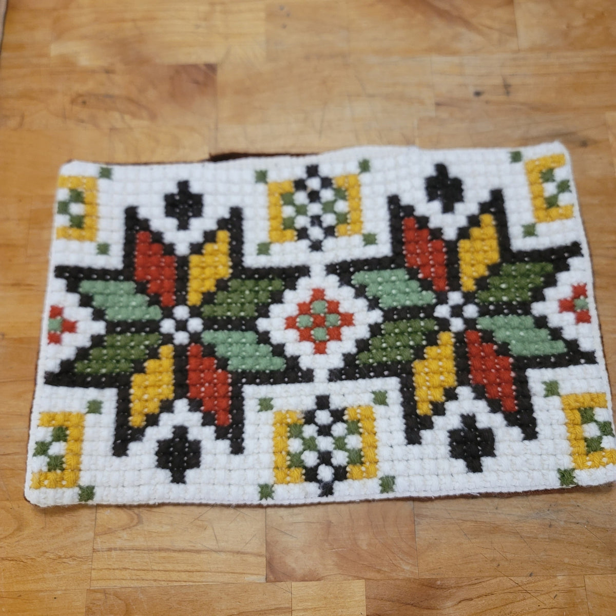 Vintage E. European Crochet Geometric Pillow Cover Boho Folk Art Heritage 17x12