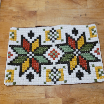 Vintage E. European Crochet Geometric Pillow Cover Boho Folk Art Heritage 17x12