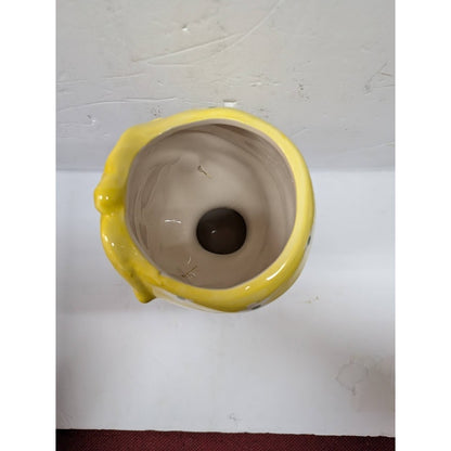 Large Ceramic Fruit lady headvase planter 9" tall YELLOW BANDANA LEMON RING