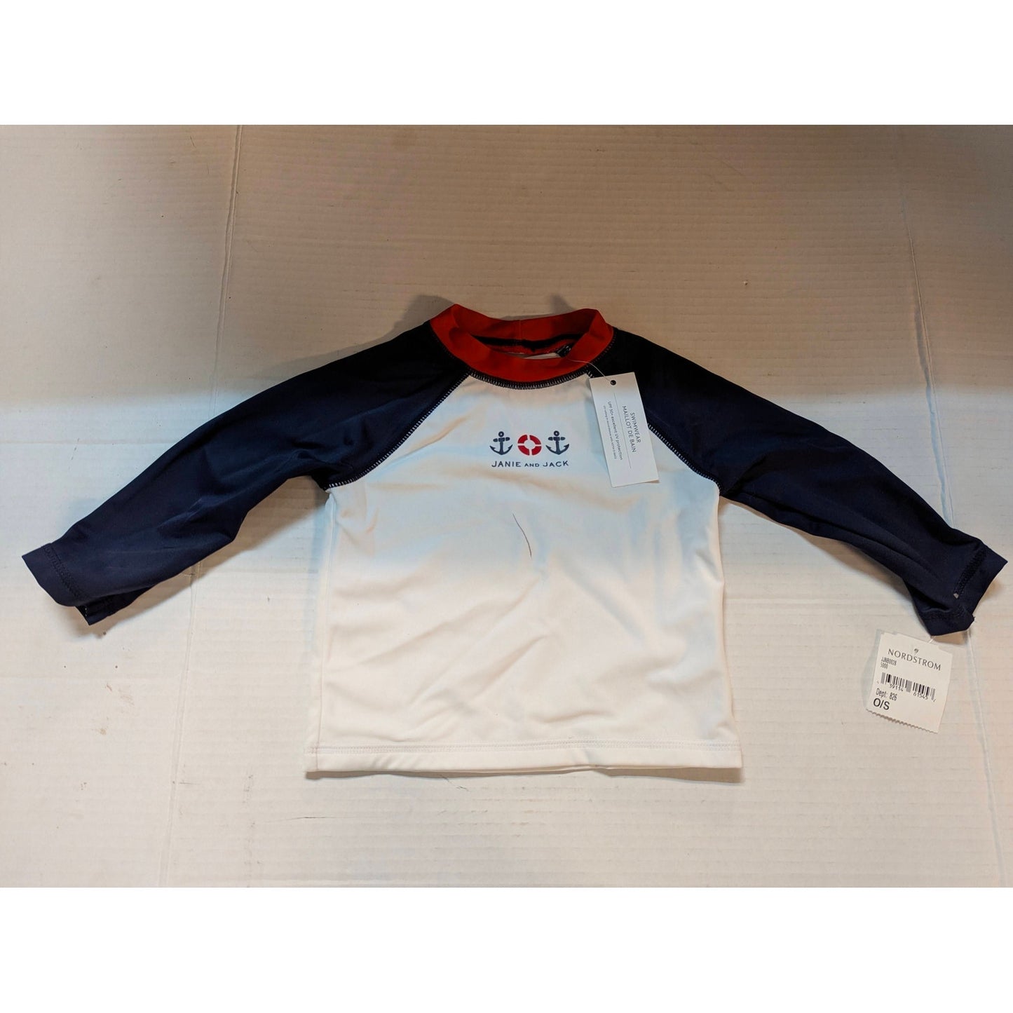 Janie and Jack Baby Sailboat Raglan Swim Top Rashguard Size 6-12 Months NWT