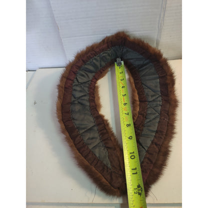 Vintage Brown Real Fur Collar Wrap Stole Coat Collar Craft