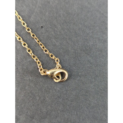 Vintage Gold Tone Openwork Tear Drop Pendant Necklace Delicate Chain Accent