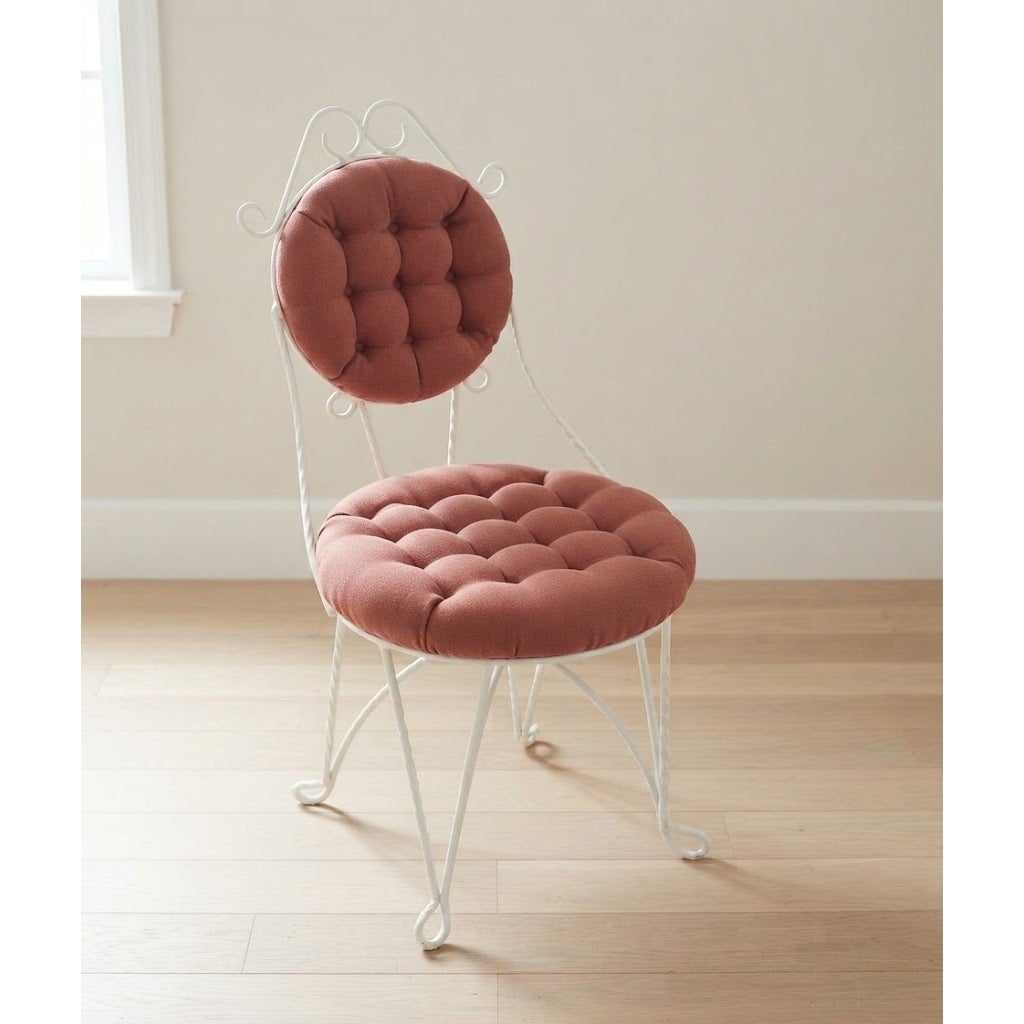 Secondhand Sandies: Metal tufted vanity boudoir chair