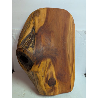 Handmade two tone wood Charcuterie Cheese Serving Board Vase Candle Hold 17"x12"