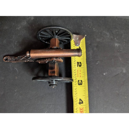 CIVIL WAR BRONZE BARREL NAPOLEON CANNON Copper color with black wheels moveable