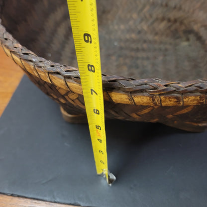 VINTAGE Large 1960s Labba Grain Basket from Philippines - 17" Diam. X 7" H nice!