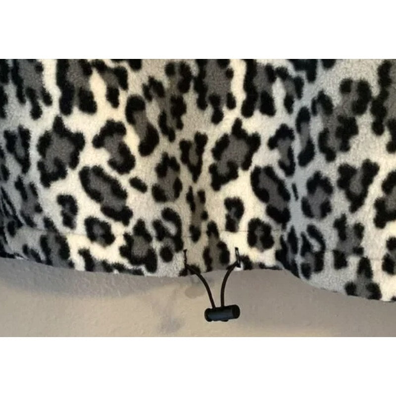 NWT Abound Crop Drawstring Cozy Fleece Top Sz XXS/2XS in Black Giada Leopard