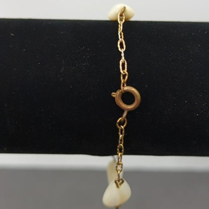 Vintage Coquette Dainty Gold Tone Mother of Pearl Shell Bracelet Dainty Bridal