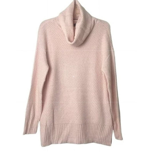 Sanctuary Honeycomb Cowl Neck Pullover Knit Sweater Sz Large in Pink NWT